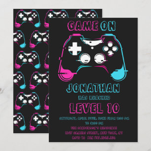 Invitación Fiesta de Cumpleaños de Jugador de Videojuegos Sub