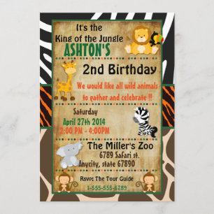 Invitación Fiesta de cumpleaños de Jungle Safari