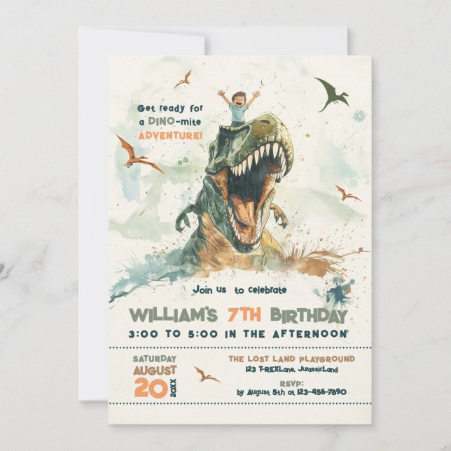 Invitación Fiesta de cumpleaños de Jurassic Dino Ride (Anverso)