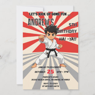 Invitación Fiesta de cumpleaños de karate de artes marciales 
