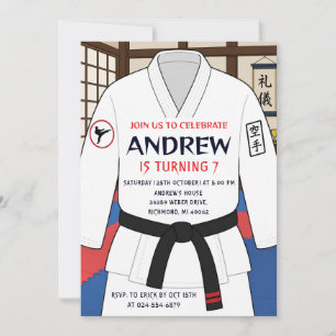 Invitación Fiesta de cumpleaños de Karate personalizada