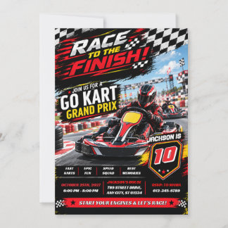 Invitación Fiesta de Cumpleaños de Karting de Carreras Person