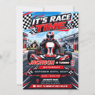 Invitación Fiesta de cumpleaños de karting para adolescentes