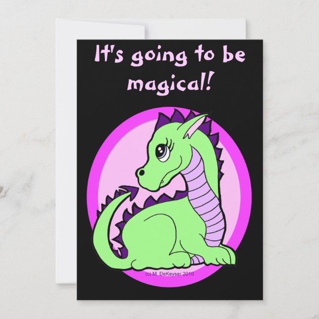 Invitación Fiesta de cumpleaños de Kawaii Cute Dragon (Anverso)