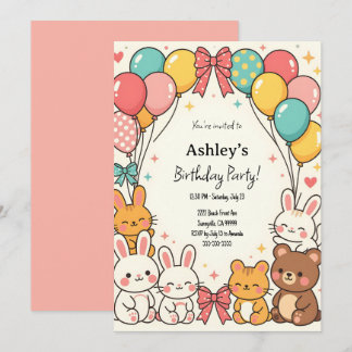 Invitación Fiesta de cumpleaños de Kawaii para un chico lindo