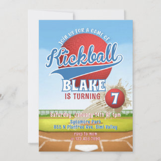 Invitación Fiesta de Cumpleaños de Kickball, Cumpleaños en el