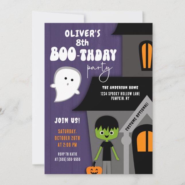 Invitación Fiesta de cumpleaños de Kids Boy Halloween (Anverso)