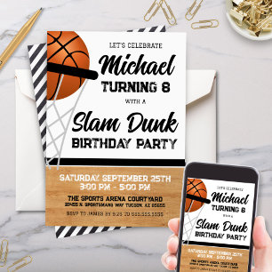Invitación Fiesta de cumpleaños de Kids Slam Dunk Basketball