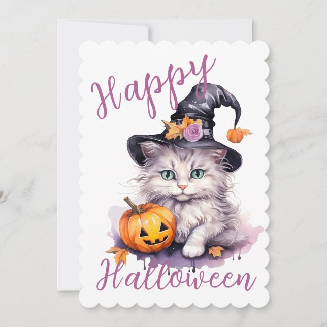 Invitación Fiesta de cumpleaños de Kitten Pumpkin (Anverso)
