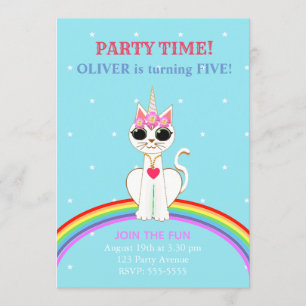 Invitación Fiesta de cumpleaños de Kitticorn adorable