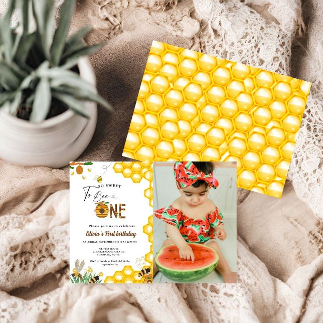 Invitación Fiesta de cumpleaños de la abeja amarilla del día  (Subido por el creador)
