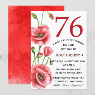 Invitación Fiesta de cumpleaños de la acuarela de la amapola