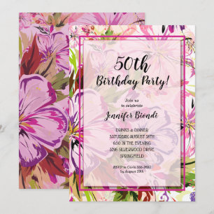 Invitación Fiesta de cumpleaños de la acuarela floral de la m