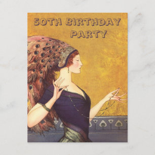 Invitación Fiesta de cumpleaños de la aleta del pavo real del