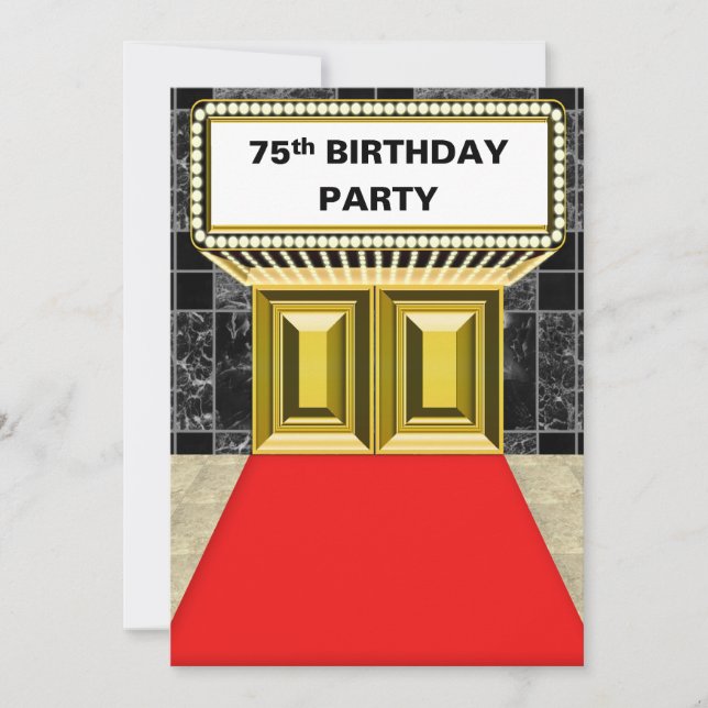 Invitación Fiesta de cumpleaños de la alfombra roja de la (Anverso)