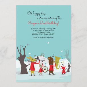 Invitación Fiesta de Cumpleaños de la Banda de Animales en Ma