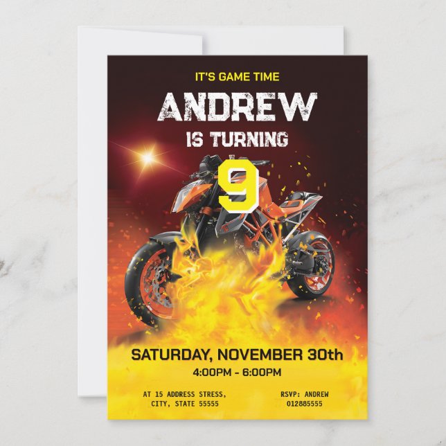 Invitación Fiesta de cumpleaños de la bicicleta de tierra de  (Anverso)