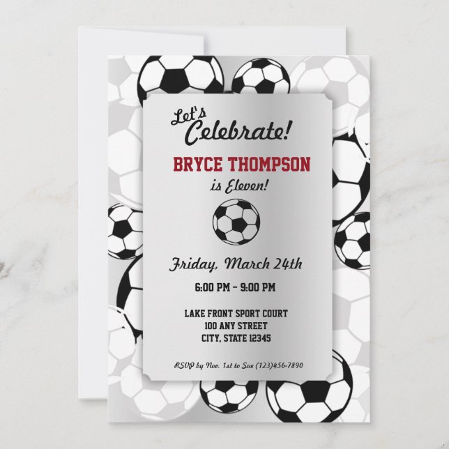 Invitación Fiesta de cumpleaños de la bola de fútbol (Anverso)