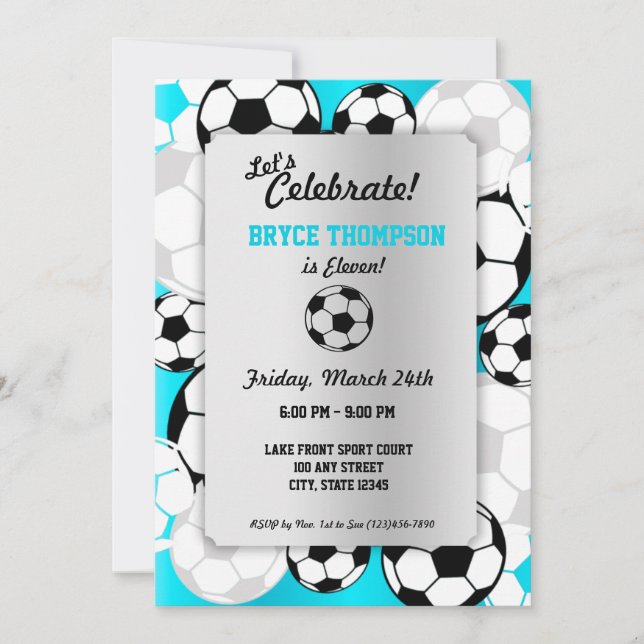 Invitación Fiesta de cumpleaños de la bola de fútbol (Anverso)