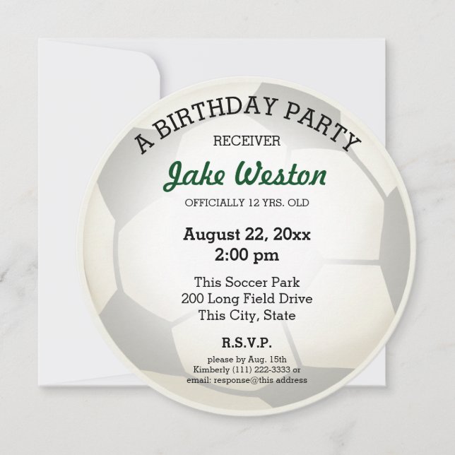 Invitación Fiesta de cumpleaños de la bola de fútbol (Anverso)