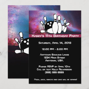 Invitación Fiesta de cumpleaños de la bolera de la galaxia có