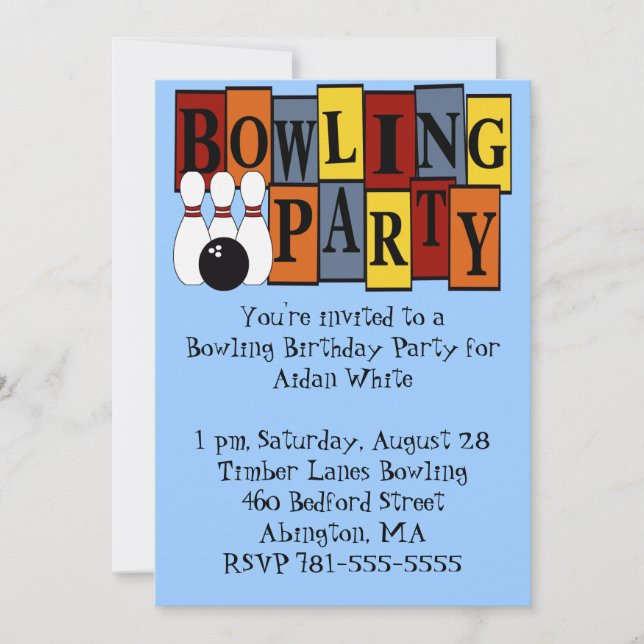 Invitación Fiesta de cumpleaños de la bolera KRW (Anverso)