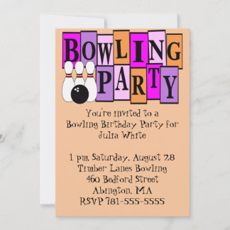 Invitación Fiesta de cumpleaños de la bolera KRW