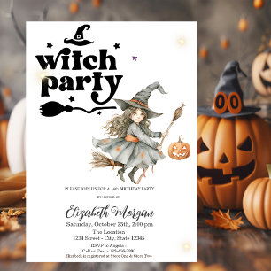 Invitación Fiesta de Cumpleaños de la Bruja Calabaza Adorable