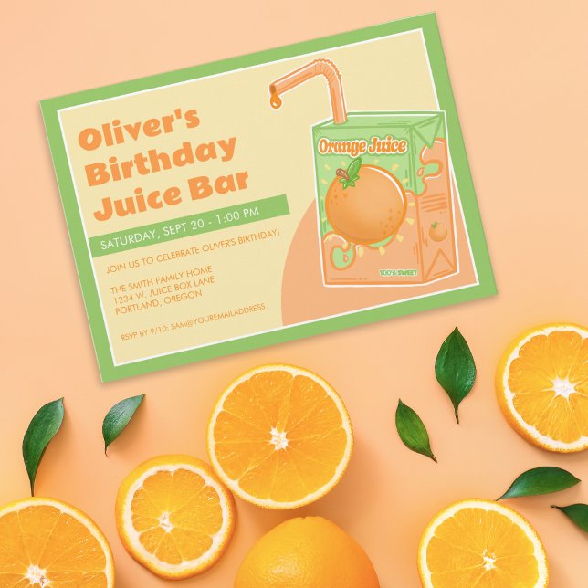 Invitación Fiesta de cumpleaños de la caja de jugo naranja (Subido por el creador)