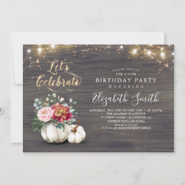 Invitación Fiesta de cumpleaños de la Calabaza Floral Blanca 