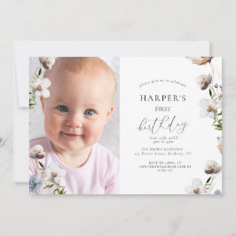 Invitación Fiesta de cumpleaños de la caligrafía de flor silv