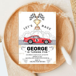 Invitación Fiesta de cumpleaños de la carrera de autos