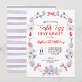 Invitación Fiesta de cumpleaños de la caza de huevos de Pascu