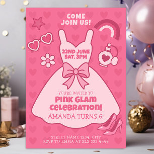 Invitación Fiesta de cumpleaños de la celebración de los glam