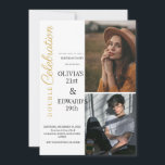 Invitación Fiesta de cumpleaños de la celebración doble de la<br><div class="desc">La plantilla mínima de invitación de cumpleaños es perfecta para una fiesta de cumpleaños de doble celebración. Esta invitación para su primer cumpleaños incluye un moderno y divertido tipo de letra manuscrita, un diseño sencillo con el fondo de la foto. Añade fácilmente una foto al fondo para darle un toque...</div>