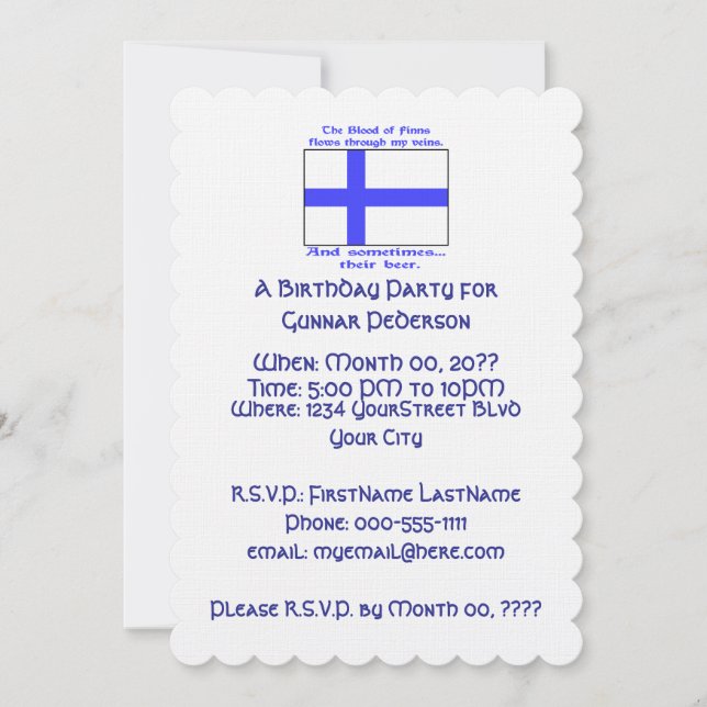 Invitación Fiesta de cumpleaños de la cerveza de sangre finla (Anverso)