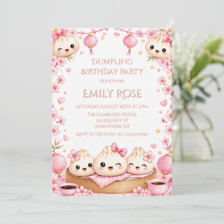 Invitación Fiesta de Cumpleaños de la Chica Dumpling Adorable