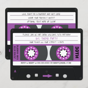 Invitación Fiesta de Cumpleaños de la Cinta Purple Cassette R