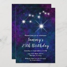 Invitación Fiesta de cumpleaños de la constelación de Zodiac 