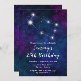 Invitación Fiesta de cumpleaños de la constelación de zodiaco