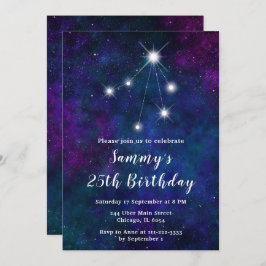 Invitación Fiesta de cumpleaños de la Constelación Libra Zodi