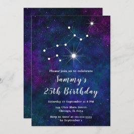 Invitación Fiesta de cumpleaños de la Constelación Virgo Zodi