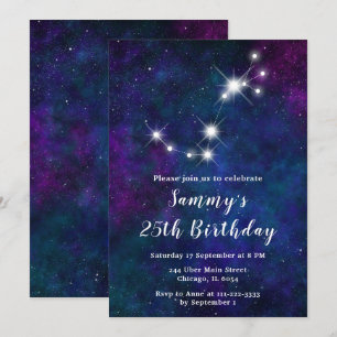 Invitación Fiesta de Cumpleaños de la Constelación Zodiacal d