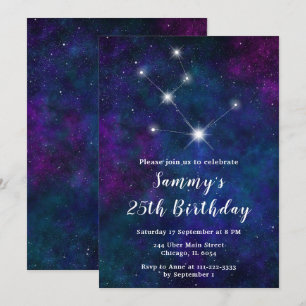 Invitación Fiesta de Cumpleaños de la Constelación Zodiacal d