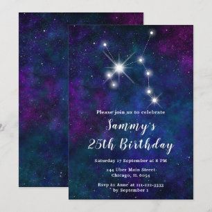 Invitación Fiesta de Cumpleaños de la Constelación Zodiacal d