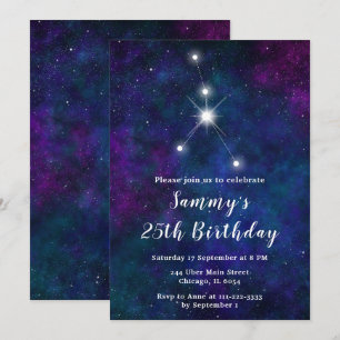 Invitación Fiesta de Cumpleaños de la Constelación Zodiacal d