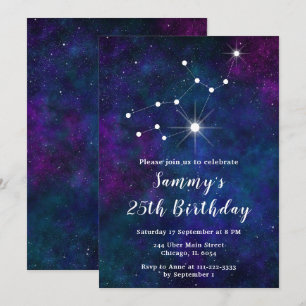 Invitación Fiesta de Cumpleaños de la Constelación Zodiacal d