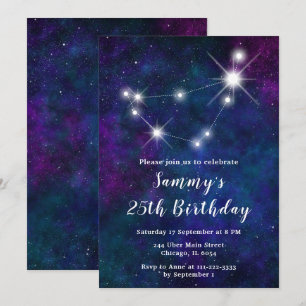 Invitación Fiesta de Cumpleaños de la Constelación Zodiacal d