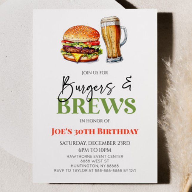 Invitación Fiesta de cumpleaños de la copa de cerveza Burgers (Subido por el creador)