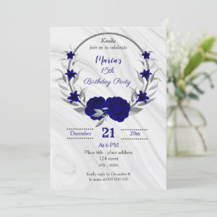 Invitación fiesta de cumpleaños de la corona de oro gris plat